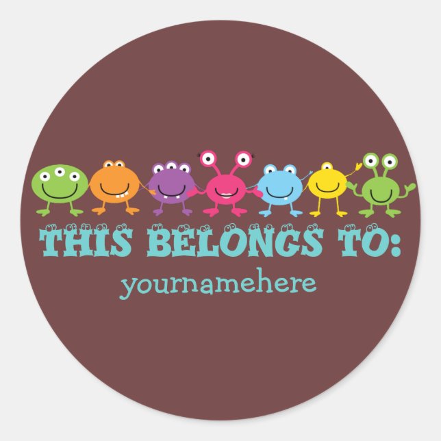 THIS BELONGS TO Cute Alien Stickers (Front)