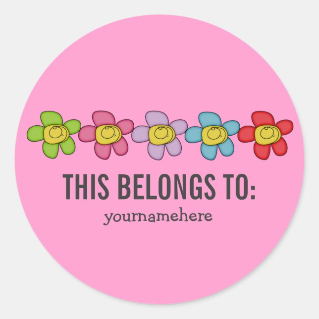 THIS BELONGS TO Cute Doodle Flower Stickers (Front)