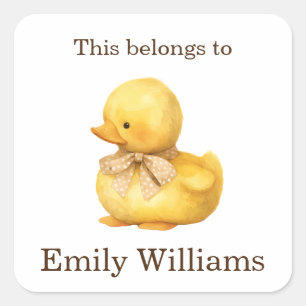 This Belongs to Name Tag Back to School Duck