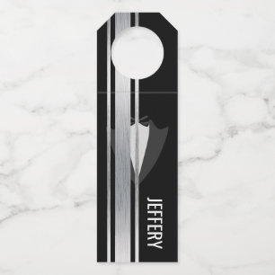 This black & white nobleman bachelor party bottle  tag