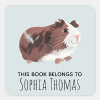 'This Book Belongs' Cute Guinea Pig Kids Bookplate
