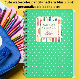 This Book Belongs I Pink Back To School Bookplates Square Sticker