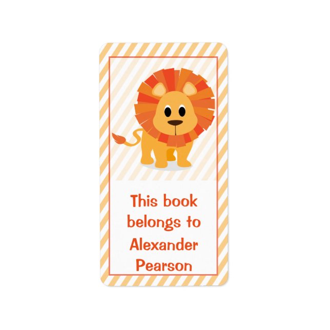 This Book Belongs Silly Lion Bookplate Sticker (Front)