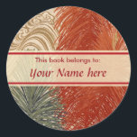 This book belongs Sticker<br><div class="desc">Fully customizable sticker with traditional Japanese fabric design as background</div>