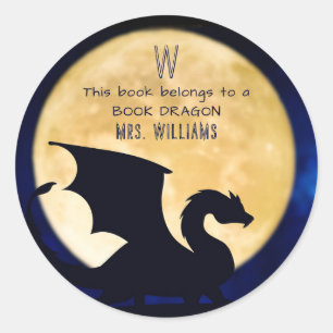 This Book Belongs To A Book Dragon Personalized Classic Round Sticker