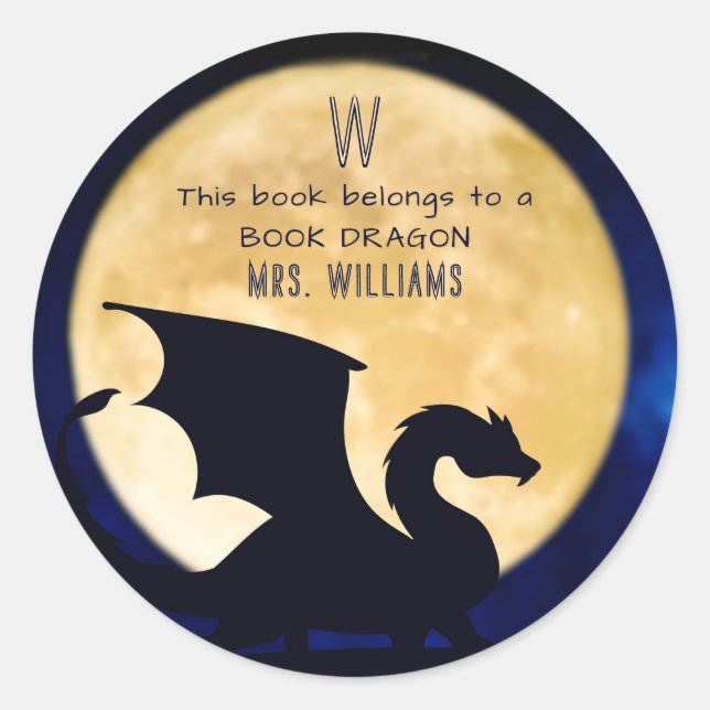 This Book Belongs To A Book Dragon Personalized Classic Round Sticker (Front)