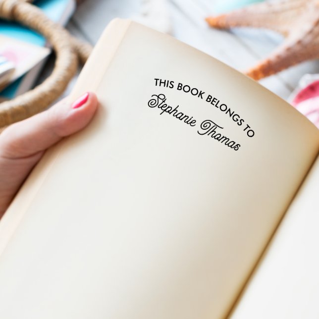 This Book Belongs To ADD YOUR NAME CURSIVE FONT Self-inking Stamp (THIS BOOK BELONGS TO WITH CUSTOM NAME IN CURSIVE SIGNATURE LIKE FONT)