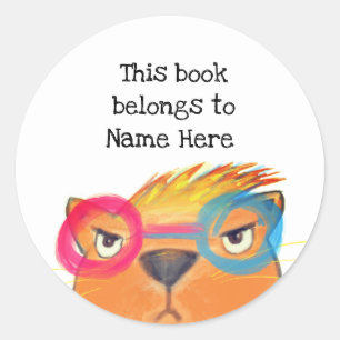 This Book Belongs To Angry Super Cat Book Label