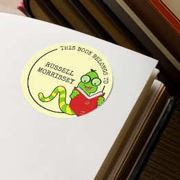 This Book Belongs To Bookworm Classic Round Sticker
