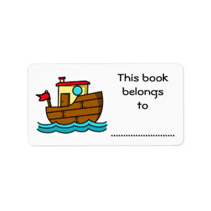 This Book Belongs To, Cartoon Boat Label