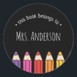 This Book Belongs To Classic Round Sticker<br><div class="desc">Make your own This Book Belongs To Classic Round Sticker  Personalize this design with your own text. You can further customize this design by selecting the "Edit Details" button.</div>