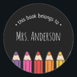This Book Belongs To Classic Round Sticker<br><div class="desc">Make your own This Book Belongs To Classic Round Sticker Personalize this design with your own text. You can further customize this design by selecting the "Edit Details" button.</div>