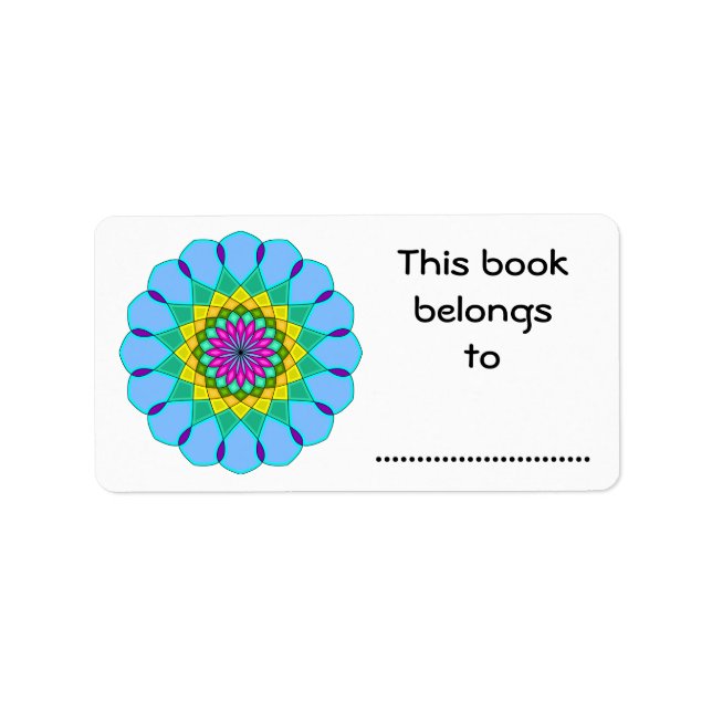 This Book Belongs To, Colourful Mandala Style Label (Front)