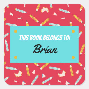 This Book belongs to colourful pencils pattern Square Sticker
