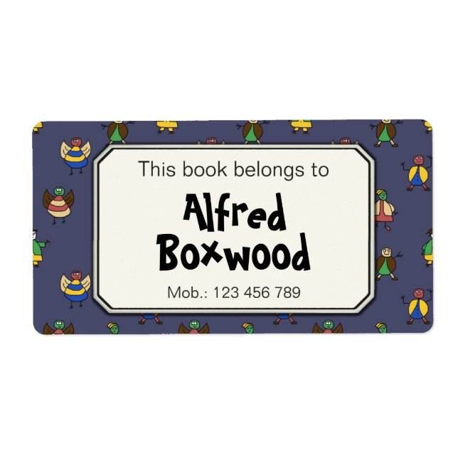 This Book Belongs To Custom Name Cartoon People (Front)