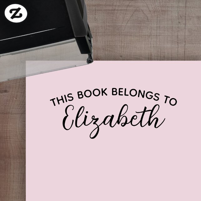 This Book Belongs To - Custom Name - modern script Self-inking Stamp (Creator Uploaded)