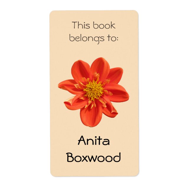 This Book Belongs To Custom Name Orange Flower (Front)