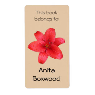This Book Belongs To Custom Name Red Lily
