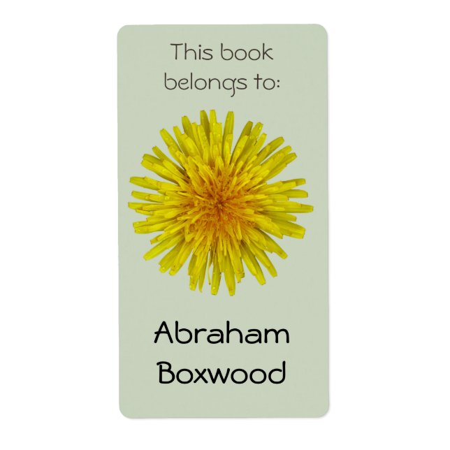 This Book Belongs To Custom Name Yellow Dandelion (Front)