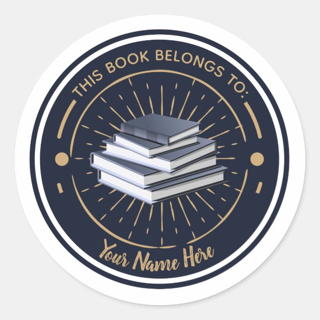 This Book Belongs To (Customized Bookplate) Classic Round Sticker (Front)