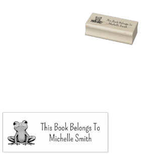 This Book Belongs To, cute Frog Personalized       Rubber Stamp