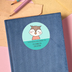 This book belongs to Cute owl kids Classic Round Sticker