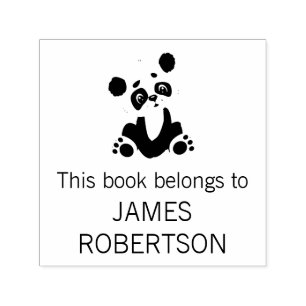 This Book Belongs To Cute Personalized Panda Name Self-inking Stamp