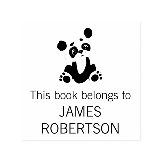 This Book Belongs To Cute Personalized Panda Name Self-inking Stamp (Design)