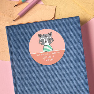 This book belongs to Cute racoon kids Classic Round Sticker