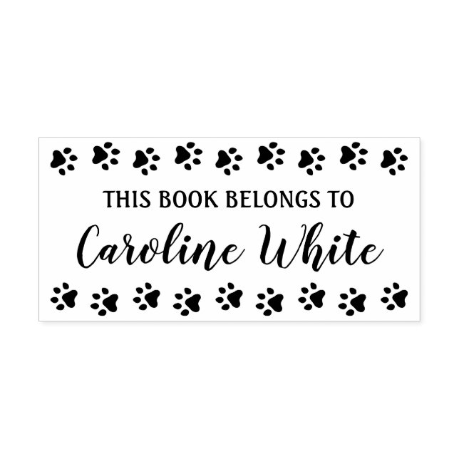 This book belongs to elegant script paw prints rubber stamp (Imprint)