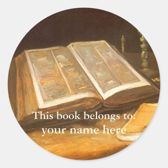 This Book Belongs To ... Fine Art Bookplates Classic Round Sticker (Front)