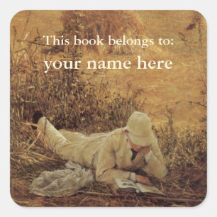 This Book Belongs To ... Fine Art Bookplates Square Sticker