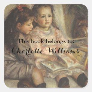 This Book Belongs To ... Fine Art Bookplates Square Sticker