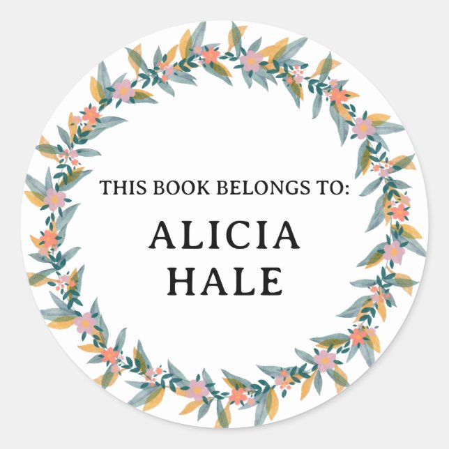 This Book Belongs To Foliage  Classic Round Sticker (Front)