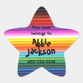 This book belongs to-Fun Stripes Kids Custom Name Star Sticker