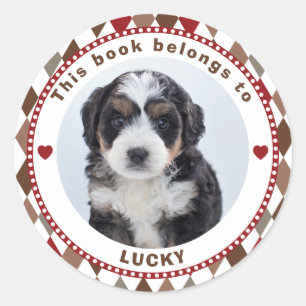 This Book Belongs To Kids Custom Name Modern Photo Classic Round Sticker