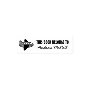 THIS BOOK BELONGS TO kids plane self inking stamp