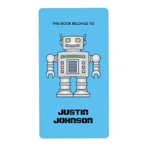 This book belongs to kids robot bookplate labels