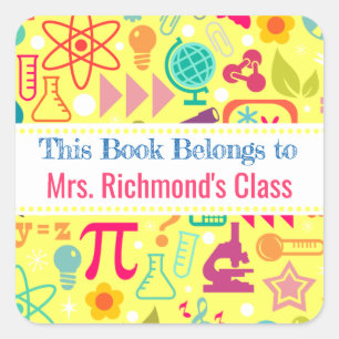 This Book Belongs To Label Yellow Math and Science