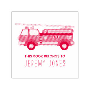 This book belongs to name fire truck self-inking stamp