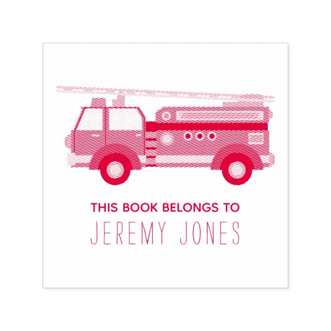 This book belongs to name fire truck self-inking stamp (Design)