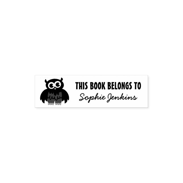 This Book Belongs To name stamp with cute kids owl (Design)