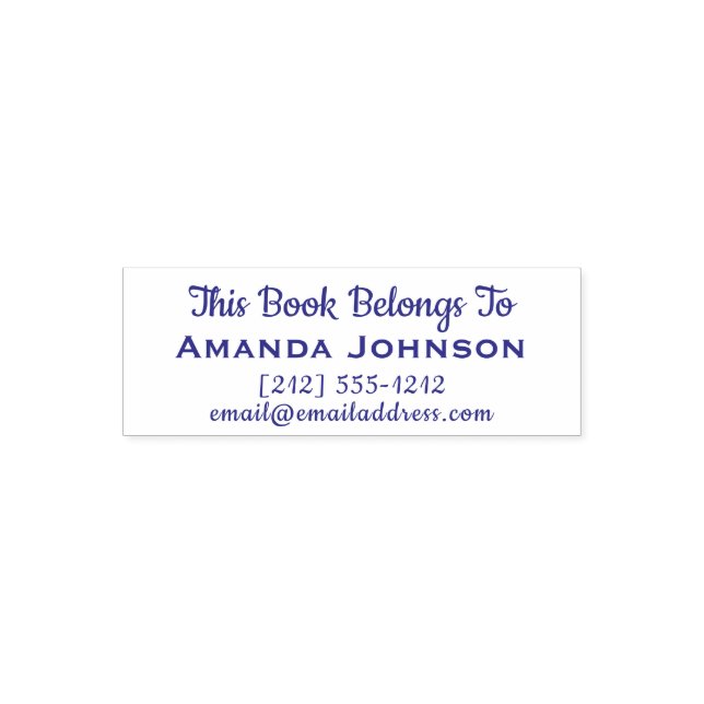 This Book Belongs To Name Tel Number Mail Self-inking Stamp (Design)