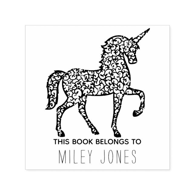 This book belongs to name unicorn self-inking stamp (Design)