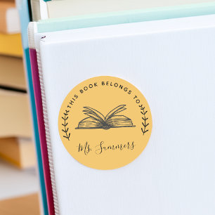 This Book Belongs To Personalized Classic Round Sticker