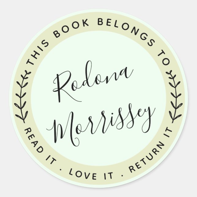 This Book Belongs To Personalized Classic Round Sticker (Front)