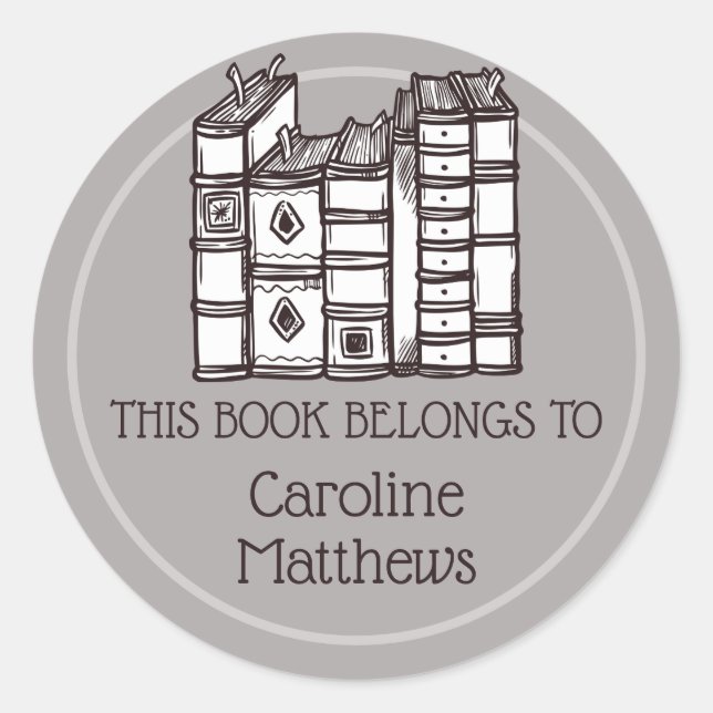 This Book Belongs To Personalized Classic Round Sticker (Front)