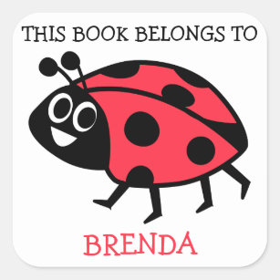 This Book Belongs To Personalized Ladybug Square Sticker