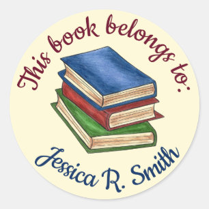 This Book Belongs To Personalized Library School Classic Round Sticker