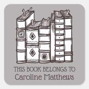 This Book Belongs To Personalized Square Sticker
